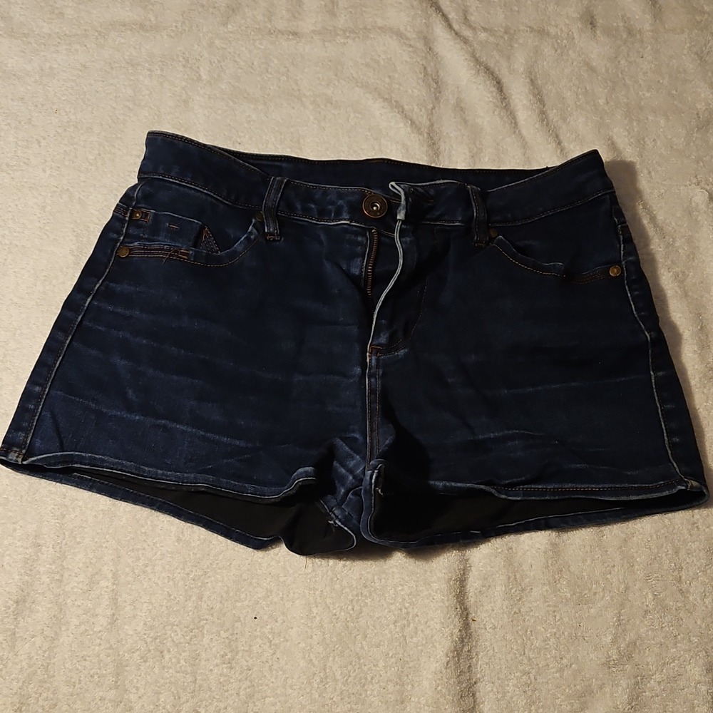 Denim Couture Chino Shorts Juniors‎ 9 Dark Blue Denim Button Comfort Casual